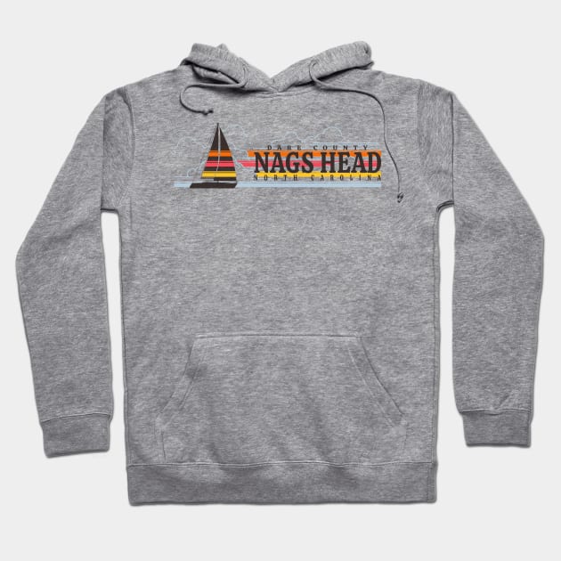 Nags Head, NC Summertime Vacationing Sailboat Hoodie by Contentarama